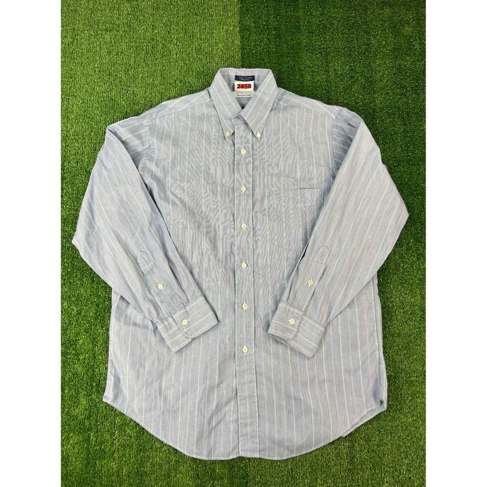 Wimbledon Racquet Club Mens Blue Striped Cotton Button Down Shirt 16 33 USA